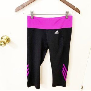 Adidas black 3 stripe crop climalite leggings M